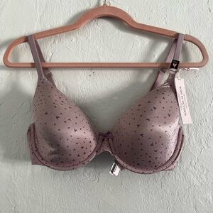 Victoria's Secret Light Mauve Heart-Print Padded Underwire Bra